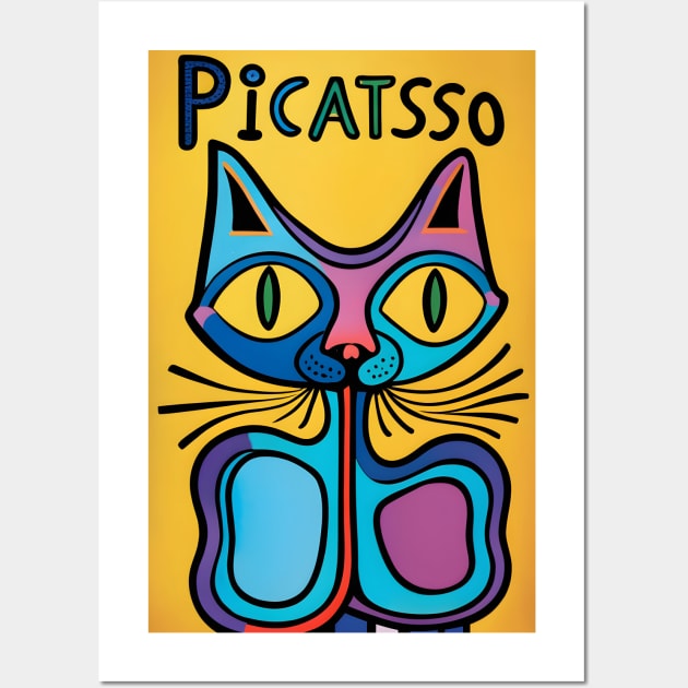 Picatsso Cat T-Shirt Wall Art by TooplesArt